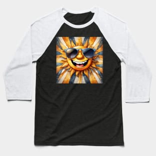 Sunny Smiles - Cheerful Sun with Sunglasses Wall Art Baseball T-Shirt